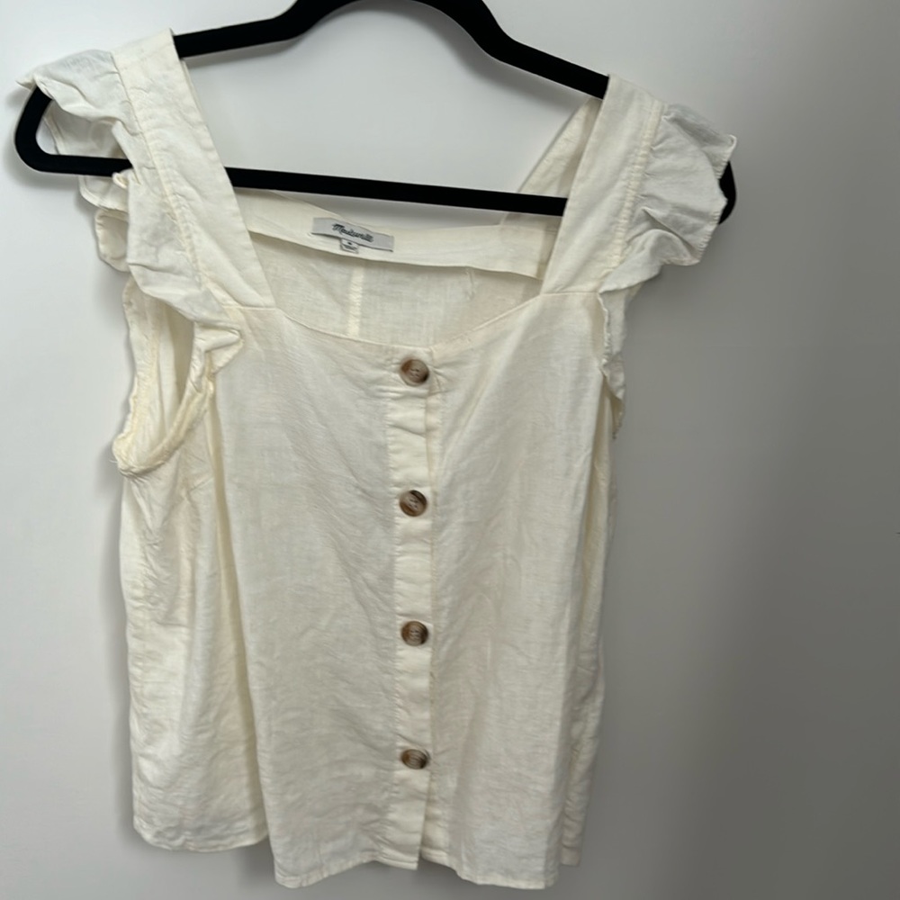 Madewell ruffle linen button top